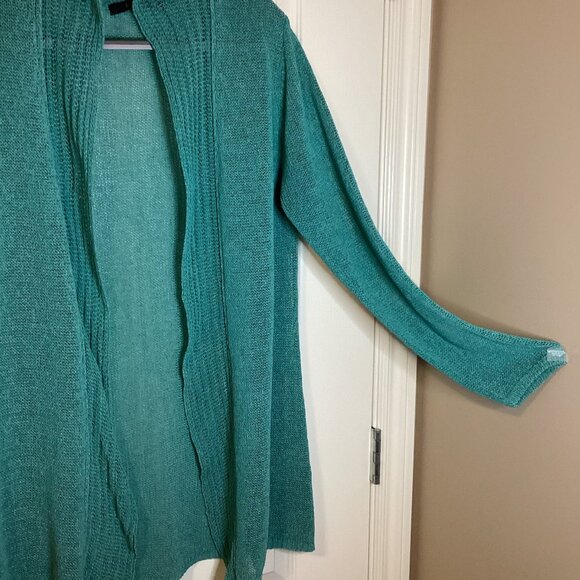 Bellina Women's Open Front Long Cardigan Duster Size L Semi Sheer Made in Italy - Picture 2 of 9
